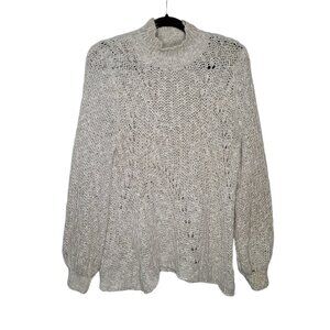 Lucky Brand Womens size Large oatmeal open knit balloon sleeve sweater